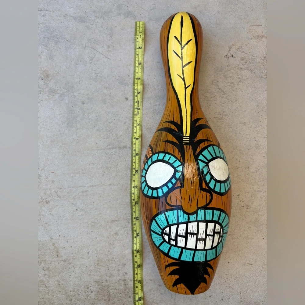 Hand-Painted Tiki Art Sculpture– Outsider Art Folk Decor